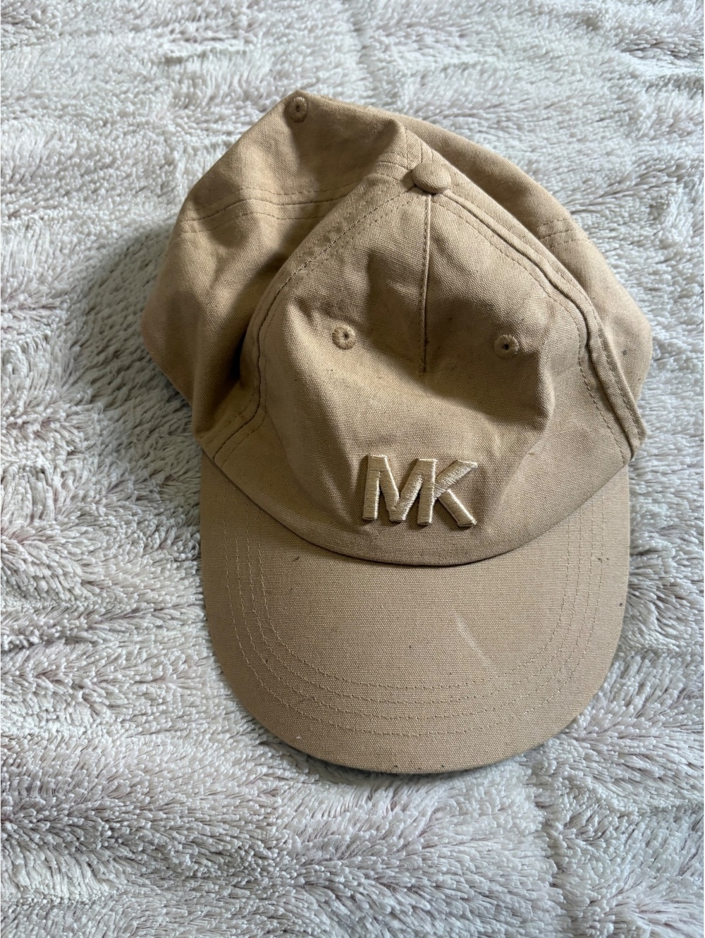 Michael Kors Beige Cotton Baseball Cap with Embroidered MK Logo